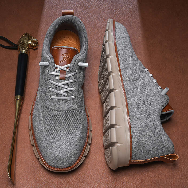 Vercelli Flyknit Sneakers for men in gray, showcasing lightweight breathable design and cushioned insole for comfortable everyday wear and travel.