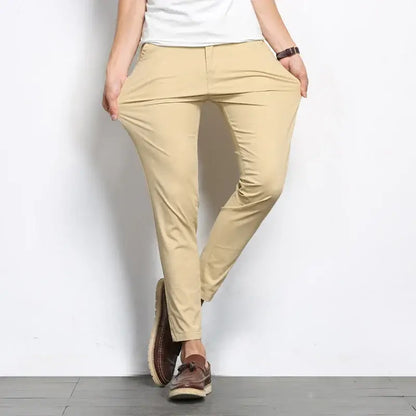 Wexford Slim-Fit Pants for men, modern breathable casual trousers with flexible cotton-spandex, comfortable for work and travel.